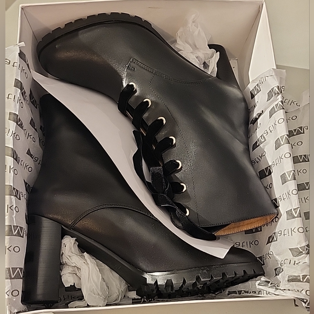 Matiko Emma Black Heeled Boots US Size: 7.5-8  (EU 38 )Heel Height: 3.5” NIB
